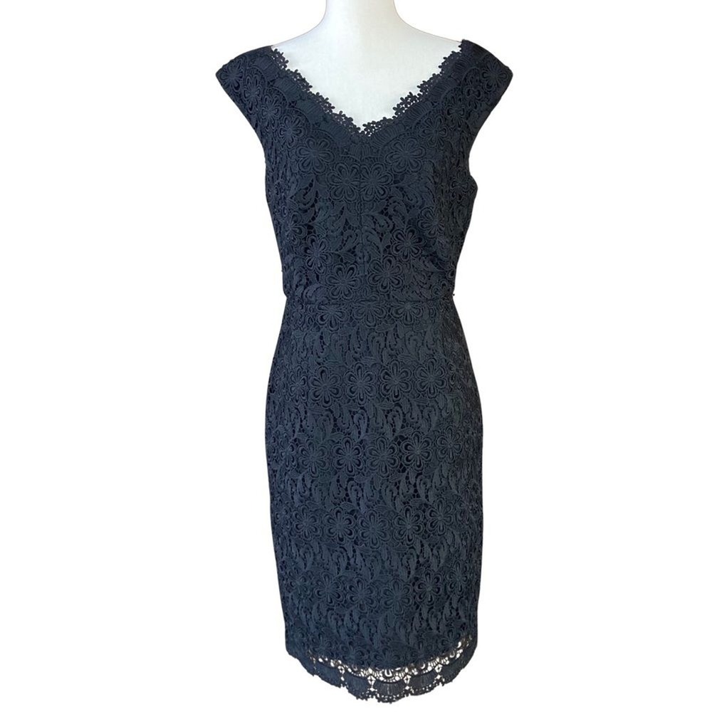 Katherine Kelly Women's Dress Sz 6 Black‎ Lace Evening Party Cocktail Sheath